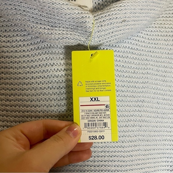 Target All in Motion NWT light blue knit hooded sweater sweatshirt - Picture 3 of 5